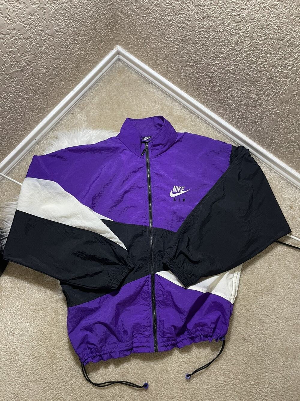 Vintage 90s Nike Footlocker Windbreaker Jacket M Purple Black Colorblock Rare